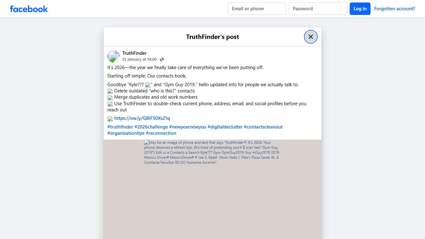 TruthFinder - It’s 2026—the year we finally take care of... Facebook